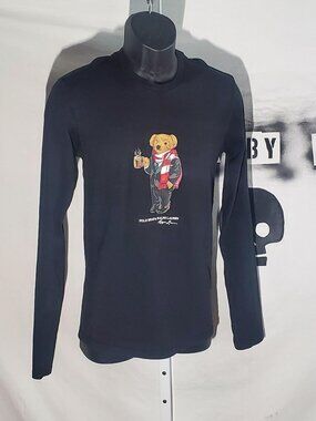 Polo Ralph Lauren Black Long Sleeve T-shirt/Loungewear- Bear with Cocoa Sz XS